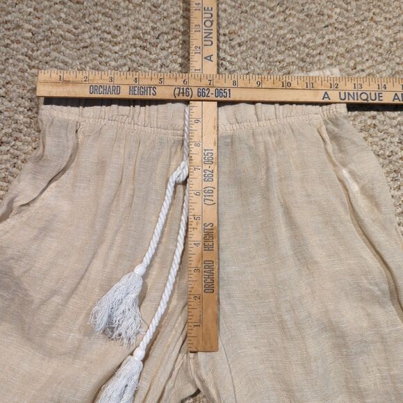 Cynthia Rowley Linen Pants Womens XS Beige Wide Leg Cropped Pockets Resort Beach - Picture 3 of 7